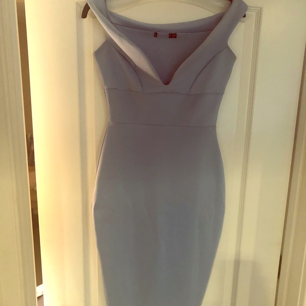 Light blue midi dress! Very classy (boohoo)